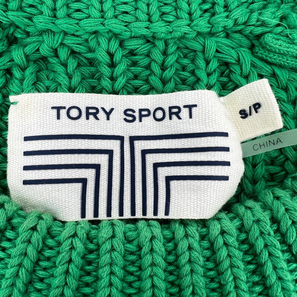 Tory Burch Sport Sweater Crewneck Side Striped Rainbow Green Size Medium - Picture 6 of 9